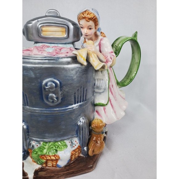 Vintage Collections Etc 8" Handmade Ceramic Teapot Old Ringer Washer - Picture 4 of 11